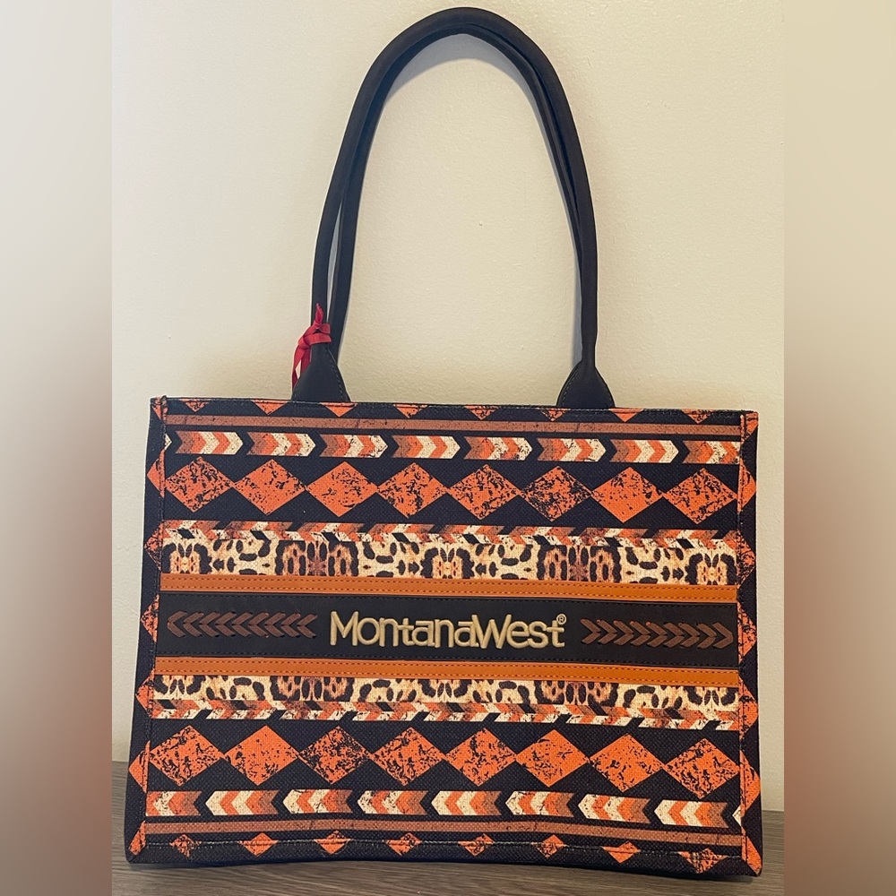 Montana West Orange and Brown Tote Bag NWT